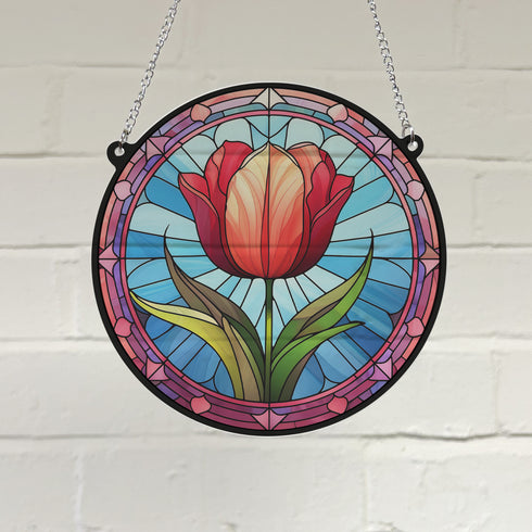 Tulip Stained Glass Effect Suncatcher